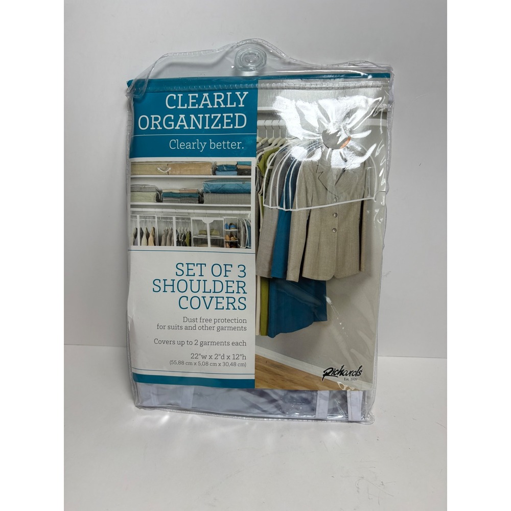 Richards Homewares Clearly Organized Set of 3 Shoulder Covers Clear 434W